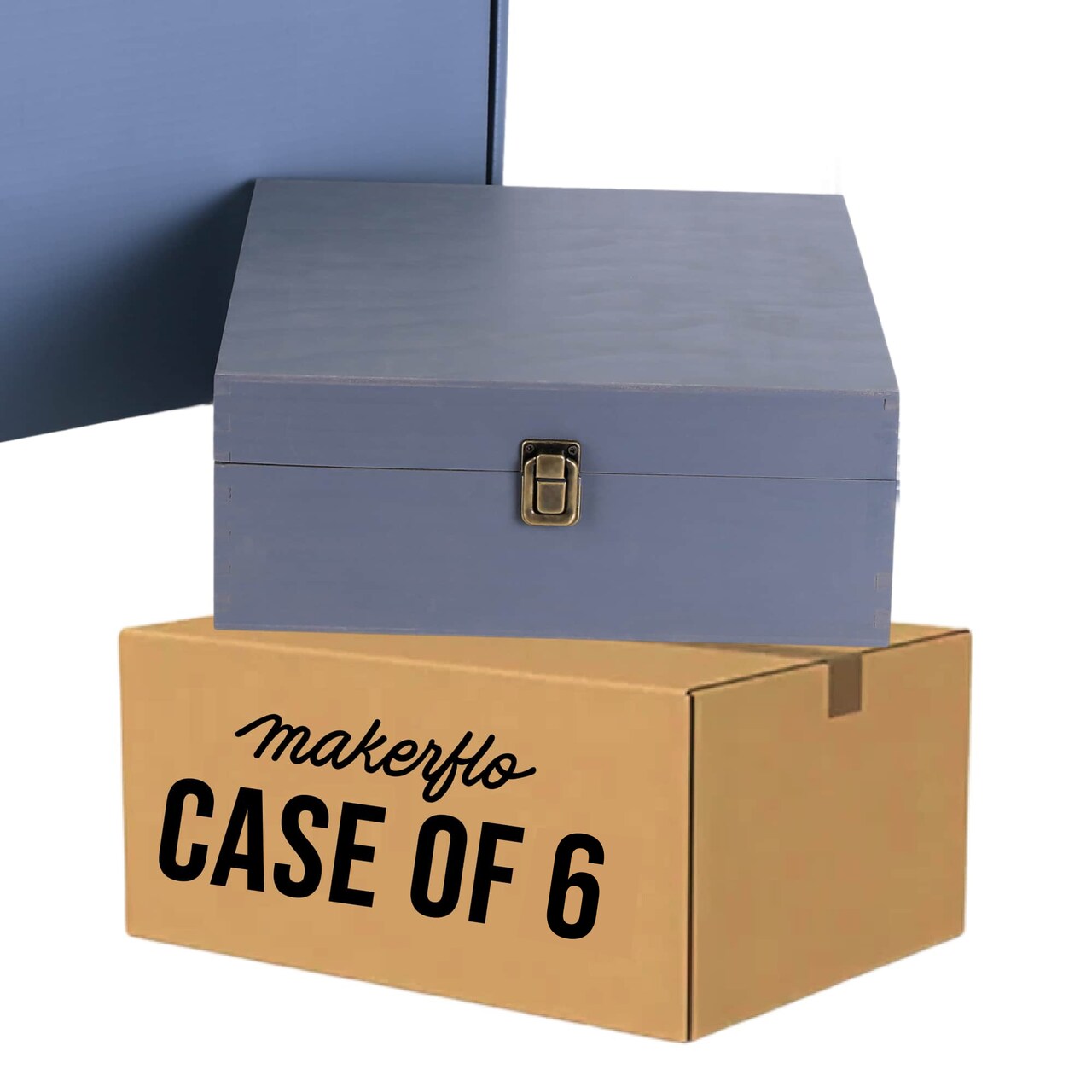 MakerFlo Large Pine Wood Memory Box with Black Felt Inside and Hinged with Clasp of Front, Keepsake Wooden Box Ideal for Craft and Personalization (Laser Engraving, Epoxy, UV DTF, and Vinyl)